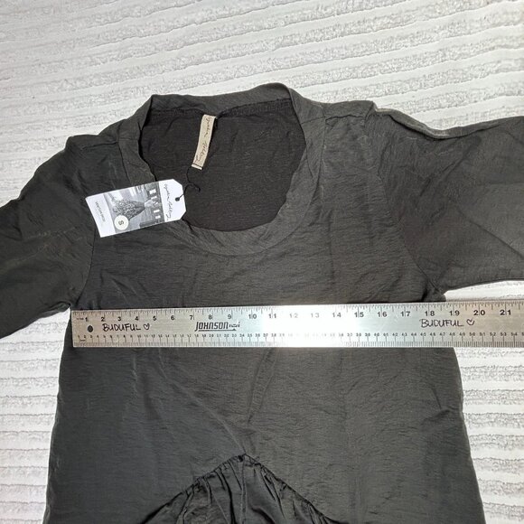 Cynthia Ashby Black Venetian Dress Small 3/4 Sleeve Ruched Front Lagenlook New - Picture 6 of 9